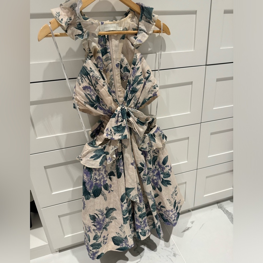 Zimmermann floral dress size 2 side and back cutout